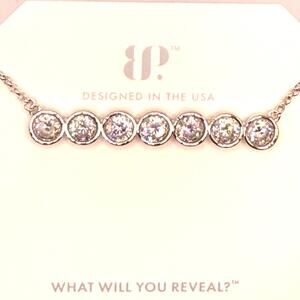 Bomb Party Diamond CZ The Light Behind Shape Bar necklace